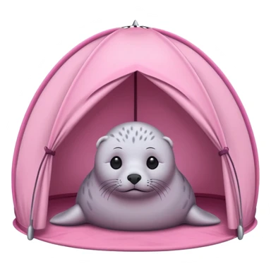 Gray Seal in a light pink tent  sticker