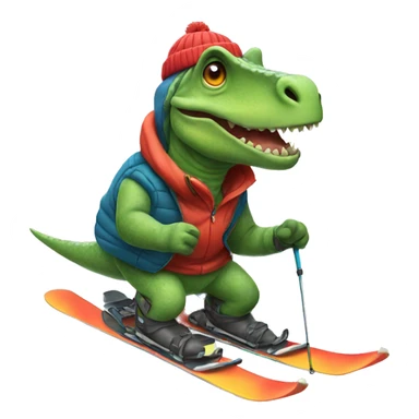party Dino skiing sticker