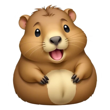 Cinematic Cute Yawning Capybara Portrait Emoji, Head tilted slightly with a dramatic, wide-open yawn, showcasing a plush, rounded body with drowsy, half-closed eyes and a relaxed expression, Simplified yet irresistibly adorable features, highly detailed, glowing with a soft, cozy natural glow, high shine, relaxed yet expressive, stylized with a dash of whimsical charm, soft glowing outline, capturing the essence of a drowsy yet affectionate guardian that seems ready to stretch out for a nap! sticker