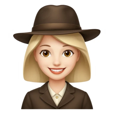 Una cara con una sonrisa un sombrero elegante y mirada con orgullo sticker