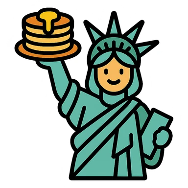 Statue of Liberty holding a stack of pancakes icon sticker