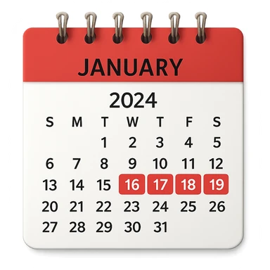 calendario realistico con 5 giorni di fila segnati per il ciclo sticker