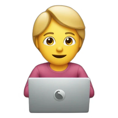 sitting at computer, words "ZTP" on the screen sticker