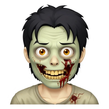 cabelo liso desordenado negro homen con aparencia de zombi y que haga un gesto mostrando los dientes de oro sticker