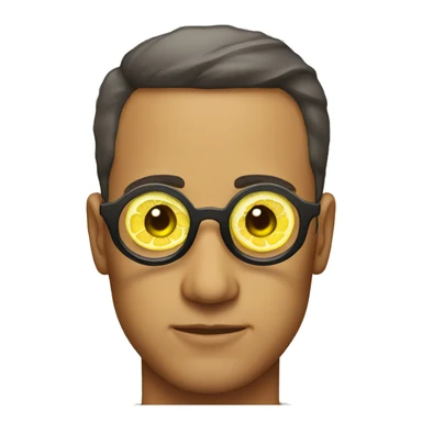 Man wearing lemons on eyes sticker