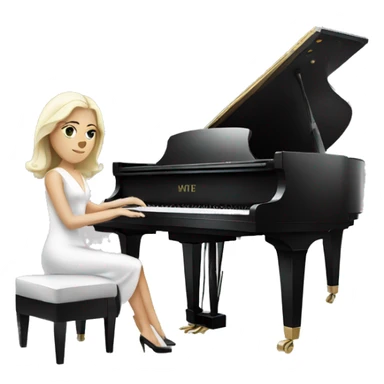 white lady in a classy dress playing the grand piano sticker