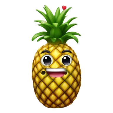 shiny pineapple with heart eyes and and R in each of the heart eyes sticker