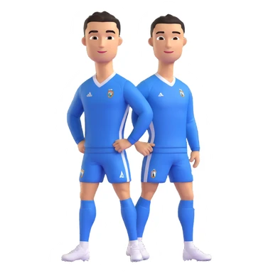 Cristiano Ronaldo looking calm and relaxed, wearing sportswear, neutral background, no text sticker