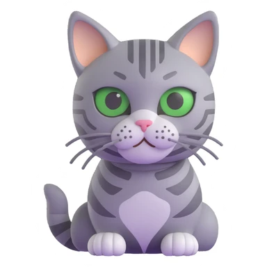 grey tabby cat with stripes, small close-set green eyes sticker