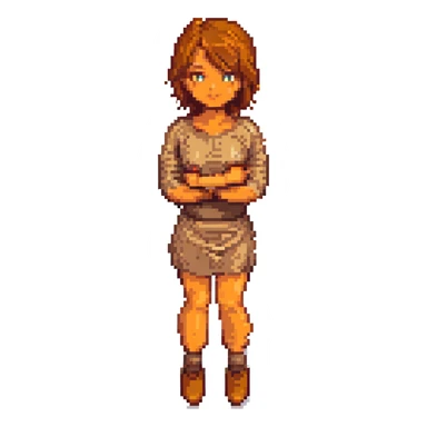 woman crossing her arms, orange skin, brown hair sticker