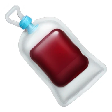 infusion bag with dark red liquid sticker