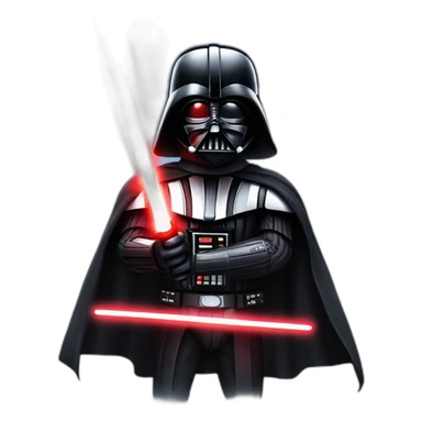 Darth vader posing whit the ligth saber sticker