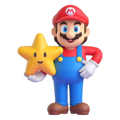 Mario star, smooth shading, rounded edges, expressive face sticker