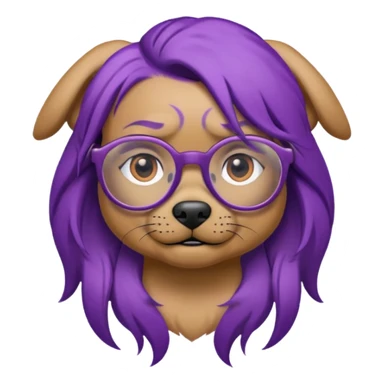 tattooed dog with heavy face tattooes and glassess, purple haired sticker
