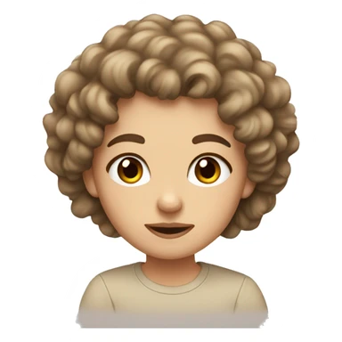 brow hair big curly hair, white girl, beige shirt sticker