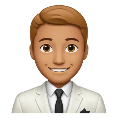 businessman, tan skin, black eyes, white suit sticker