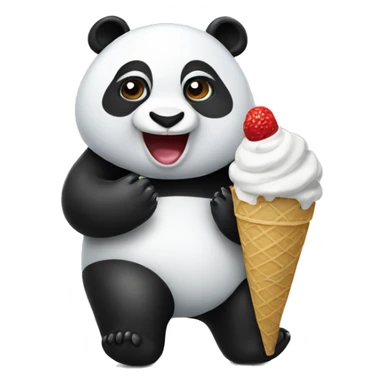 Panda eating ice cream sticker