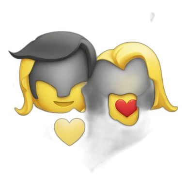 Carita de enamorado con un corazón amarillo y el otro negro  sticker