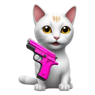 Cat with a pink pistol sticker