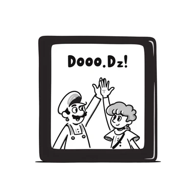 A hand-drawn Nintendo Switch game cartridge with game characters sketched on the label sticker