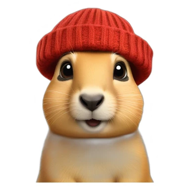 red with beanie hat prairie dog sticker