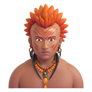 indigenous man with mohawk hairstyle and reddish-copper skin tone, strong facial features sticker