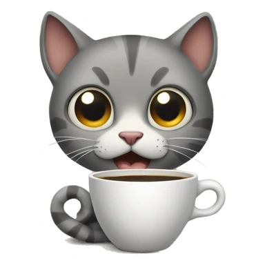 A fearful cat holding a coffee sticker