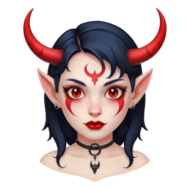 devil girl with face tattoo sticker
