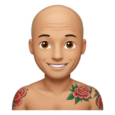 bald handsome men  with tattoo sticker