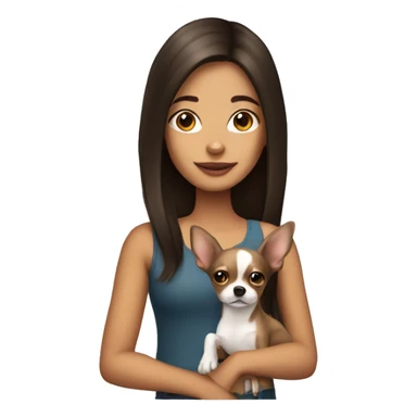Brunette girl with chihuahua  sticker
