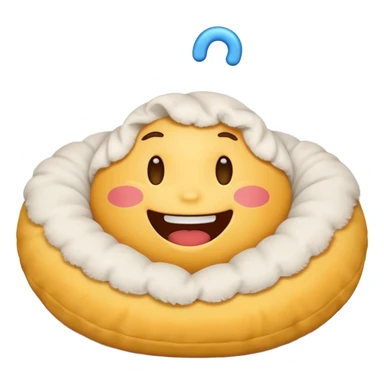 an emoji eating a pillow sticker