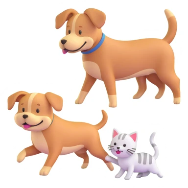 dog and cat playing in a grassy meadow sticker
