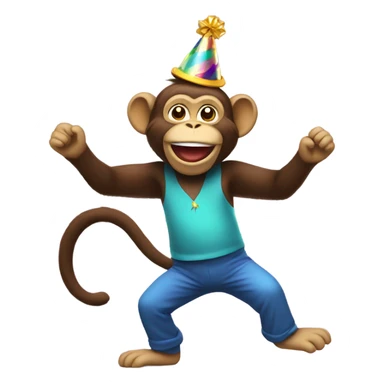dancing monkey with a party hat sticker