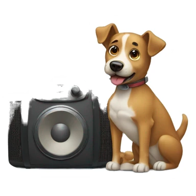 dog listening to the radio sticker