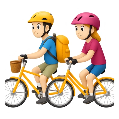 Add another biker next to the tourist in the style of emoji (apple style emojis). Keep the emoji style and no background. sticker