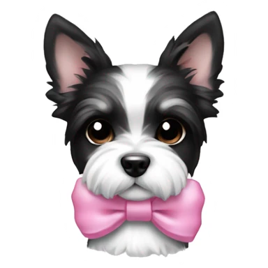 Black and white Biewer Terrier puppy with pink bow sticker