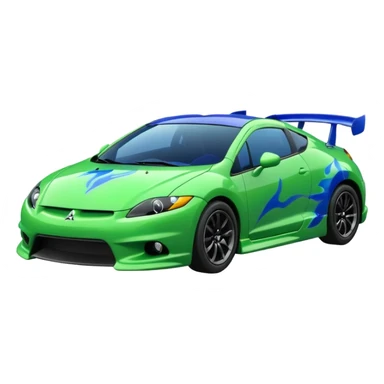 MITSUBISHI ECLIPSE Color green and Flames Color Blue sticker