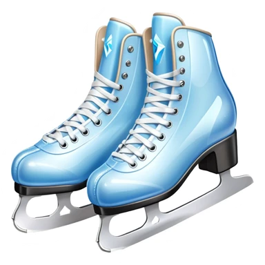 An icon showing The rink is surrounded by cheering spectators and soft arena lights, creating a beautiful, dynamic atmosphere. a pair of elegant figure skates placed on the smooth, sparkling ice of a grand ice arena. Transparent background highlights the grace and beauty of figure skating. sticker