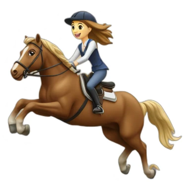 Fille sur un cheval en saut d’obstacle sticker