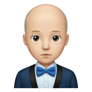 Bald with blue bow tie, midnight balck dress, age. sticker