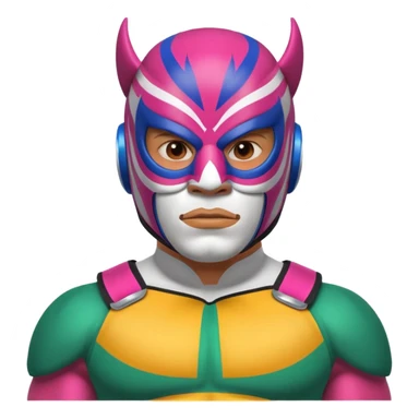 Mexican wrestler portrait, head and shoulders only, colorful luchador mask, muscular collar, confident expression, 3D cartoon, mobile game icon style, clean background, no text, no watermark
 sticker