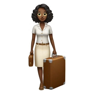 women with a suitcase LV sticker