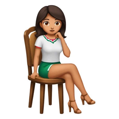 Mexican woman sitting down on a chair sticker