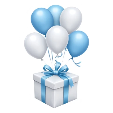 Please make light blue and white balloons too, make several and tie them to a gift, the gifts with the most balloons, make the light blue and white balloons sticker