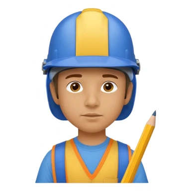 Kid with a blue helmet,has a pencil in his nose and has a yelliw shirt sticker
