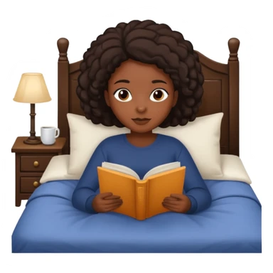 Black girl reading in bed sticker