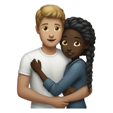 White boy hugging black girl  sticker