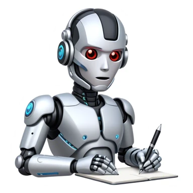 cyborg writing with pen sticker