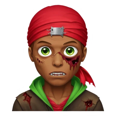 Red durag, men zombie with brown hair color and green eye color, with dark vampire clothes sticker
