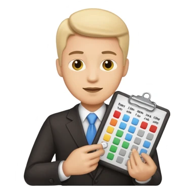 male aditor with spreadsheet emoji sticker
